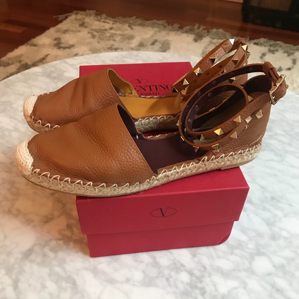 Valentino Rockstud Espadrille Flats